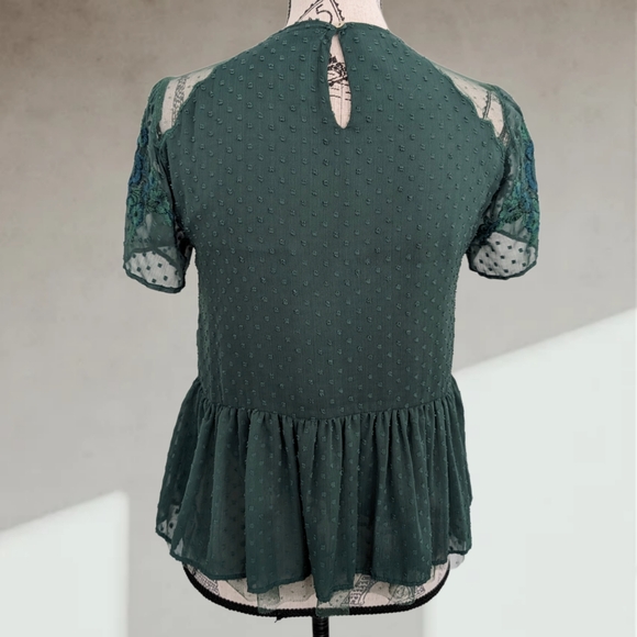 ZARA emerald green polka dot top - Picture 4 of 5